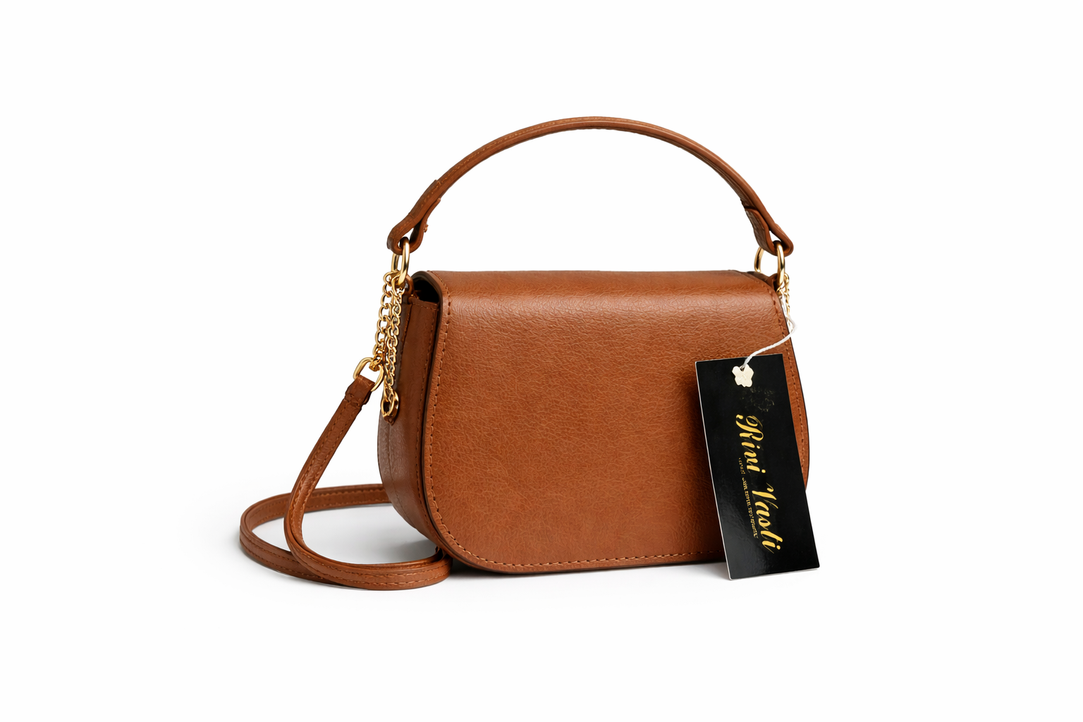 file_00000000603871f59377c523e4055b0c Mini Bag Birô Caramelo em Couro com Alça de Mão e Transversal - Imagem 1