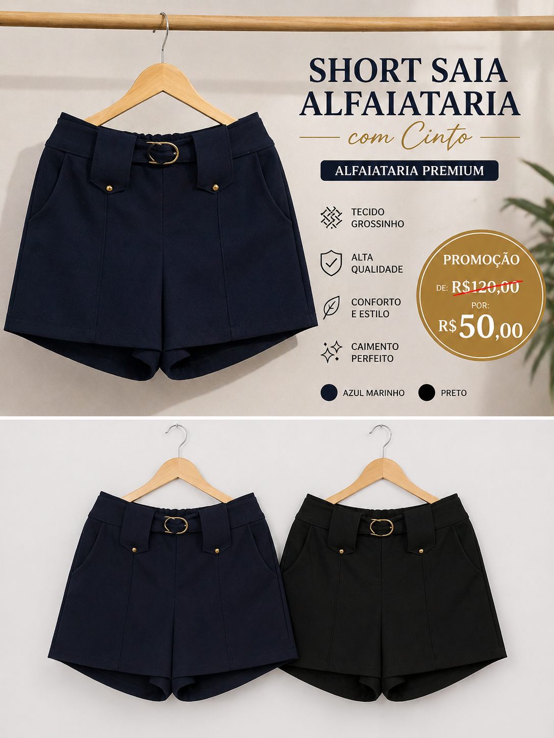 file_000000002f9471fb8fbe9f67ba5a003a Short Saia Alfaiataria Premium com Cinto – Promoção - Imagem 1