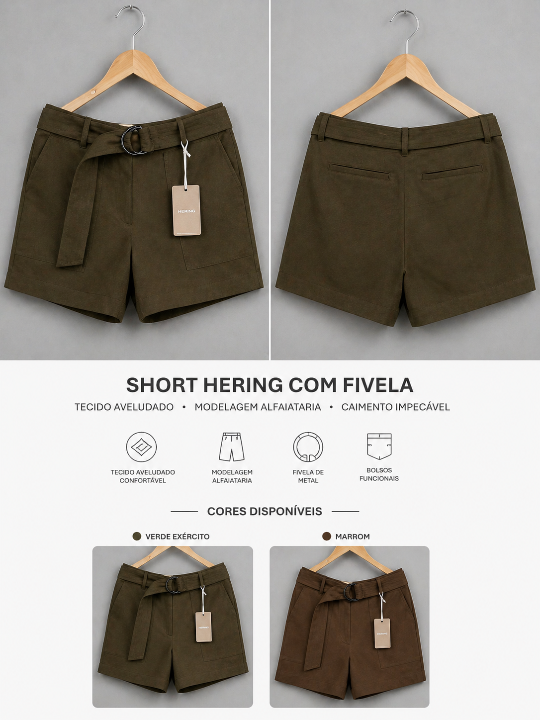 file_000000004cb8720e87cf65ece34bfdf5 Short Hering Alfaiataria com Fivela Metal - Imagem 1