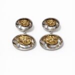 Brinco Duplo Oval Bicolor Texturizado