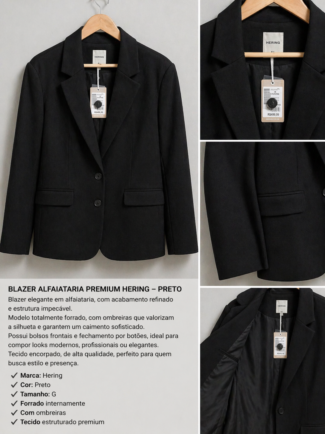 file_000000009f9c71f5b132d1613297387b Blazer Alfaiataria Premium Hering – Preto - Imagem 1