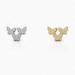 Brinco Borboleta Tripla Cravejado