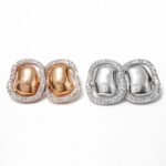 Brinco Luxo Ondulado com Strass – Dourado e Prata